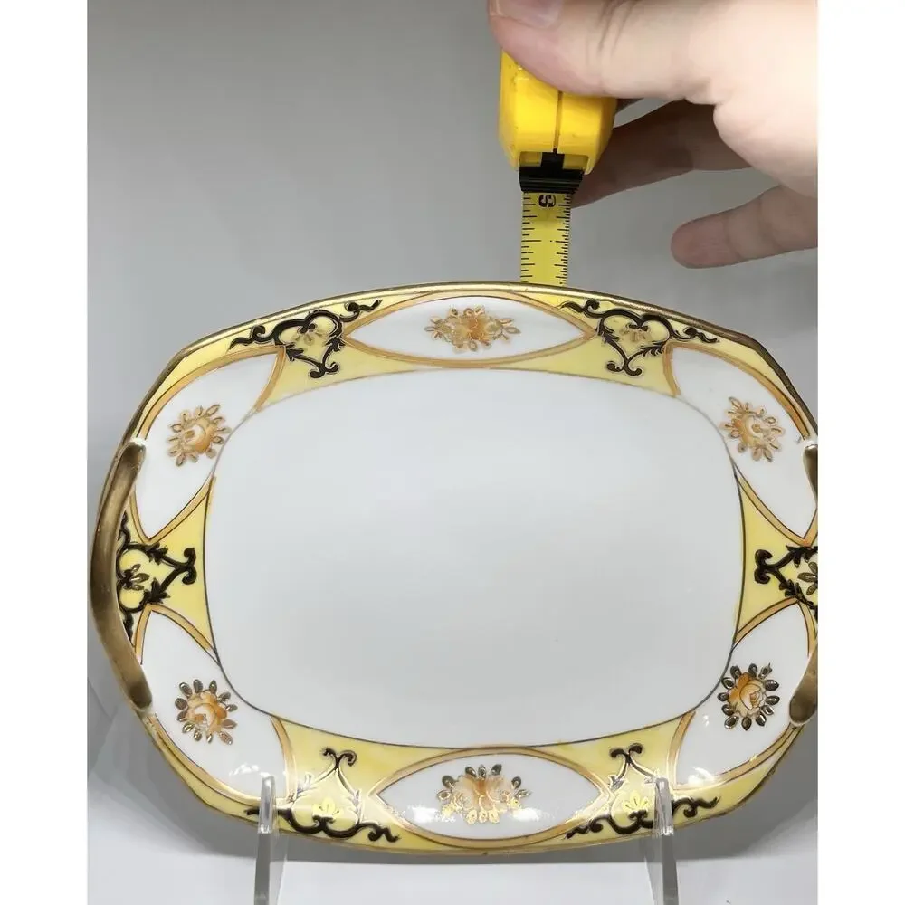 Antique Hand Painted Porcelain Serving Dish Platter Morimura Bros Wreath Mark